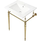 Fauceture KVPB24187W1BB Edwardian 24" Console Sink with Brass Legs (Single Hole), White/Brushed Brass