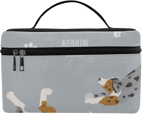 Amazon Telsg メイクボックス 犬 オーストラリアンシェパード コスメ収納 化粧品収納ケース 大容量 収納ボックス 化粧品入れ 化粧バッグ 旅行用 メイクブラシバッグ 化粧箱 持ち運び便利 プロ用 Telsg メイクボックス 通販