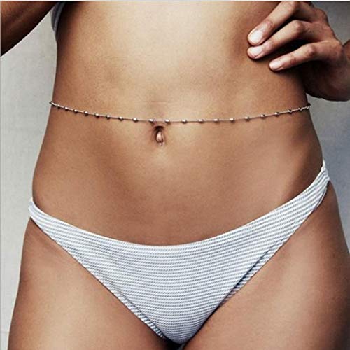 Catery Sexy Waist Body Jewelry Beaded Belly Button Chains Fashion Belt for Women (Gold) - Thumbnail 2