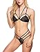 Avidlove Women's Sexy Strappy Lingerie Set Open Cup Halter Lace Babydoll,Black,Large