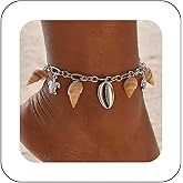 Iaceble Boho Cowrie Shell Anklet Silver Shell Anklet Bracelet Conch Shell Dangle Anklets Sea Turtle Anklet Chain Adjustable Shell Anklet Foot Chain Jewelry for Women