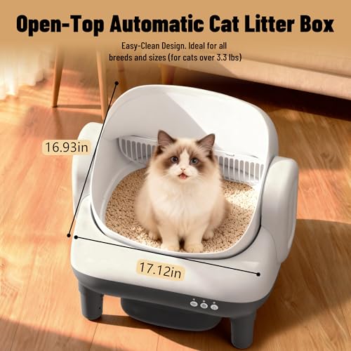 Automatic Cat Litter Box Self Cleaning for Cats, Litiere Pour Chat Autonettoyan, Large Top Entry Smart Litter Box with APP Control, Pedal Mat, Bags,15-Day Odor-Free,Robot Box Safe for Cat,Low Noise