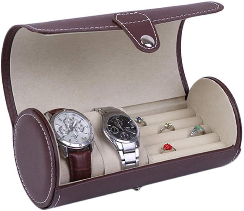Vlejoy Cylinder Watch Box Ring Box Small Simple Portable Travel Storage Finishing Gift Utility Holder Organizer