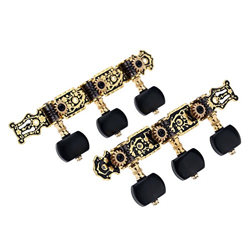 Andoer Alice AO-020HV3P 3Pcs(Left + right) Classical Guitar Tuning Key Gold /Black Plated Peg Tuner Machine Head(long) String Tuner