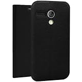 YESOO Motorola Moto G Google Phone Unique Suction Cup Closure PU Leather Case With Flip Stand Protective Cover And Soft Interior (YESOO Retail Packaging) (Black)