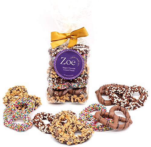'Cravings by Zoe' Belgian Chocolate Covered Pretzels | An Assortment of Chocolate Smothered Pretzels - Special Gift for All Occasions (Milk and Dark Chocolate - Bag)