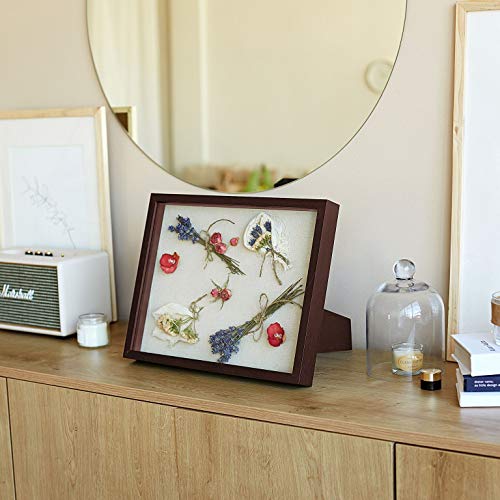 image for Kenley Shadow Box Display Case - Set of 2 Walnut Brown Deep Wood Shado