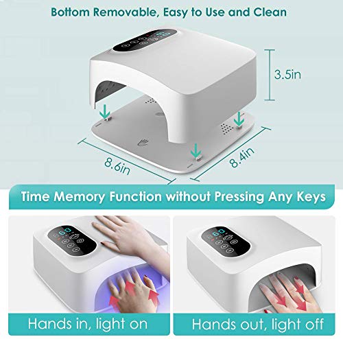 Nail Dryer 72W Gel Nail Polish UV Light With 3 Timers, Automatic Sensor for Gels Polishes (Needed Plugged in-White)