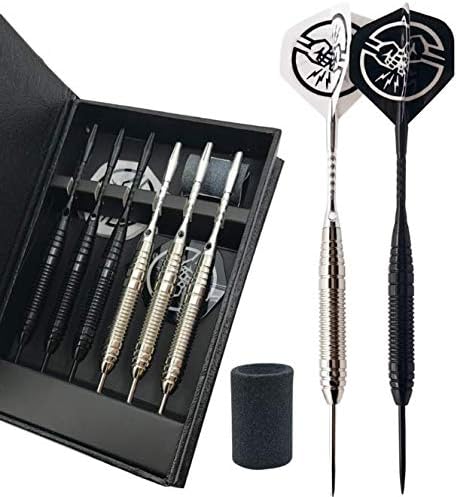 Steel Tip Darts Set with Case - Professional Darts with Aluminum Shafts - Contain Darts Sharpener
