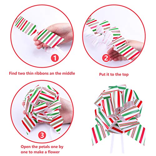 Jeicy 24 Pack Ribbon Pull Bows (5" Wide) Wrapping, Bows, Baskets, Wine Bottles and Holiday Decoration - Thumbnail 4