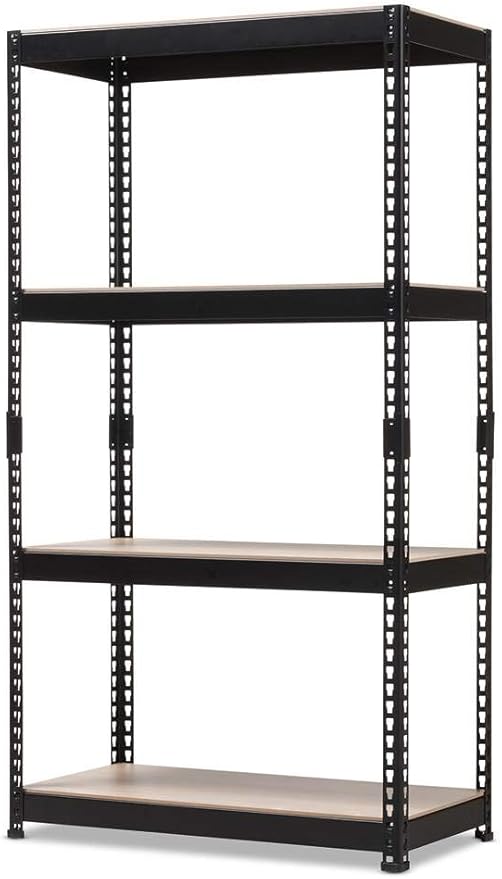 Amazon.com: Baxton Studio 4-Shelf Multipurpose Shelving Rack in Black