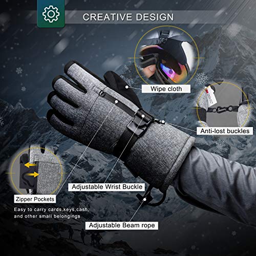 Guanti Sci E Neve Unisex, Caldi Termici, Impermeabili, Antivento, Compatibili Touchscreen, Taglia Unica