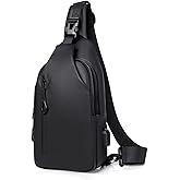DAYELIVE Waterproof Sling Bag for Men Crossbody Bag Shoulder travel Backpack Sling with USB Charging Port Anti Theft Cross Body Bag Chest Daypack for Hiking Sports Running Women-Black
