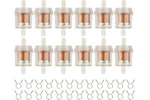 AloneGoer 12pcs 1/4" Fuel Filter for GY6 50cc 110cc 125cc 150cc 139QMB 157QMJ Taotao Scooter ATV Motorcycle Kazuma Meerkat Redcat Falcon Dirt Bike Quad Buggy Go Kart Engine Fuel Filter Parts