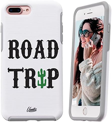 Unnito iPhone 7 PLUS Case / iPhone 8 PLUS Case White [Dual Layered] [Protective] Symmetry Case for iPhone 7 PLUS and iPhone 8 PLUS White Case - Road Trip