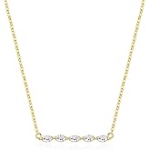 SNGIA 18K Gold Plated Stackable Adjustable Curved Horizontal Bar with CZ Pendant Necklace For Women by SNGIA, Dainty Drop Layered Trendy Birthstone Gemstone Charm Statement Jewelry Gifts, Bohemian Vintage Handmade Unique Cute Thin Skinny Dainty Chain Beaded Necklace, Summer Beach Fashion Nickle Free Created Rhinestone Accessories