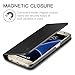 SHIELDON Leather Credit Card Compartments Magnetic Closure Flip Book Stand Wallet Case for Samsung Galaxy S7, Black