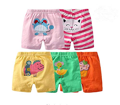 Monvecle Baby Girl 5 Pack Newborn to Toddler Summer Cotton Cartoon Shorts Gift Set 3M