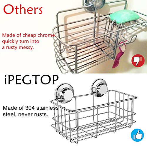 iPEGTOP Suction Cup Deep Shower Caddy Bath Wall Shelf for Large Shampoo