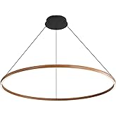 Golden Lighting Veritas 35" LED Ring Chandelier in Walnut