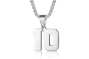 SUSOOK Number Necklace for Boy Black Athletes Number Stainless Steel Chain 00-99 Number Charm Pendant Personalized Sports Jewelry for Men Basketball Baseball Football