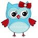 PatchMommy Iron On Applique Patch, Blue and Red Girl Owl - Kids Baby