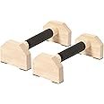 Trlakepreble Wooden Parallettes Push Up Bars, Anti-Slip Push-Up Handles, Mini Handle Pumps, Dip Station Dip Bar, Handstand Bars for Calisthenics and Fitness（log）