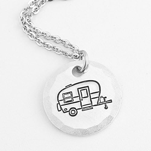 Camper Necklace - Hand Stamped Aluminum with Stainless Steel Chain