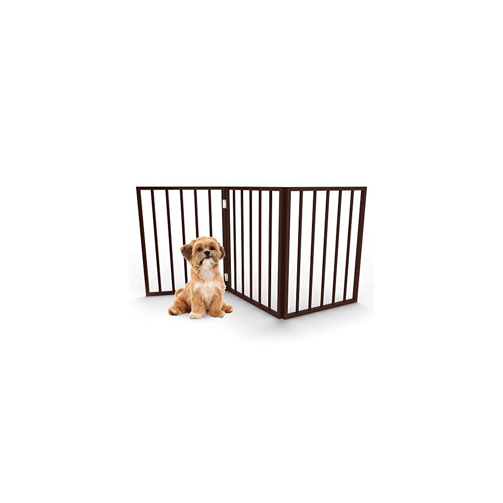 Foldable, FreeStanding Wooden Pet Gate Light Weight, Indoor Barrier