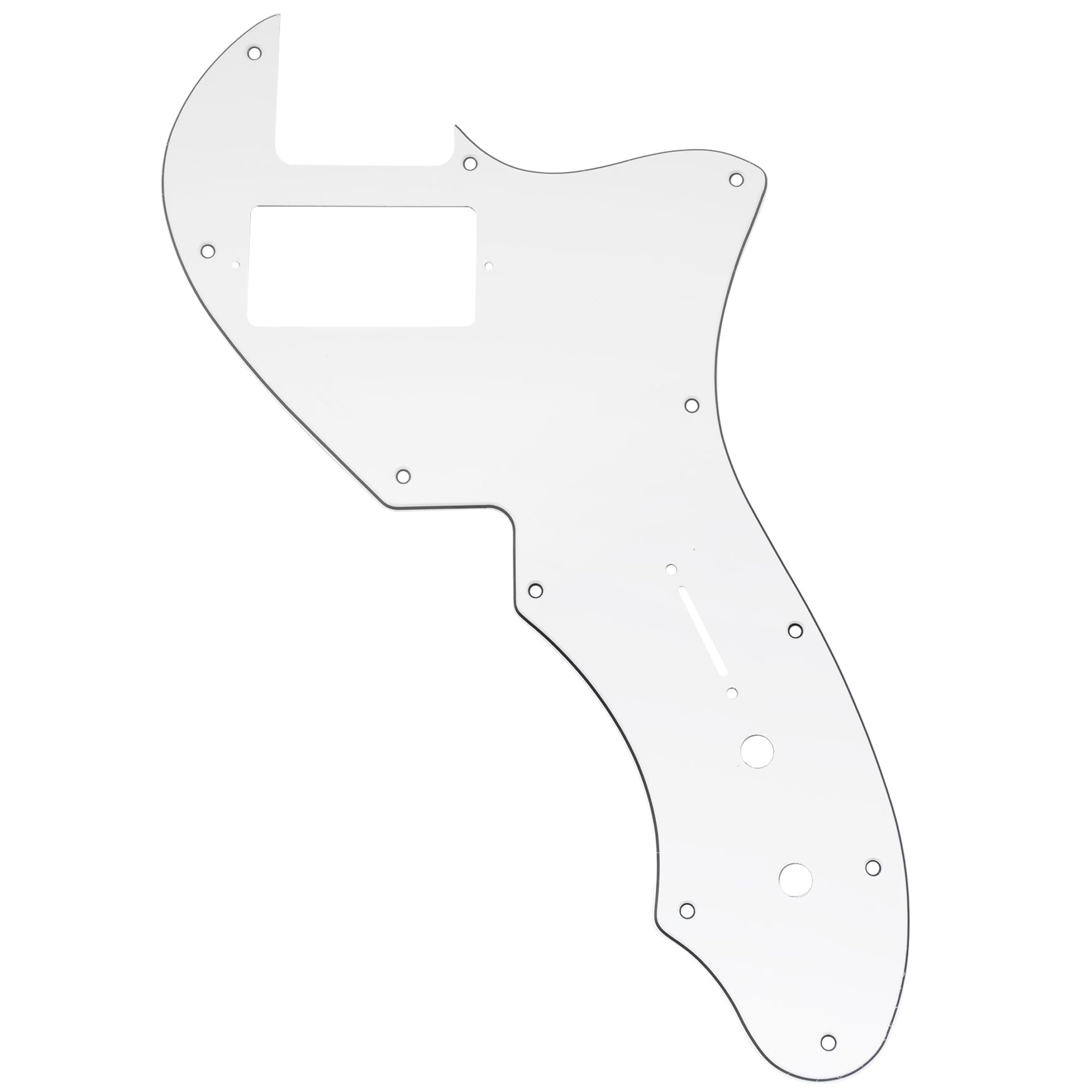 Musiclily Pro 11 Holes Single H Guitar Pickguard For USA Fender 69 Tele Thinline Style Electric Guitar, 3ply White