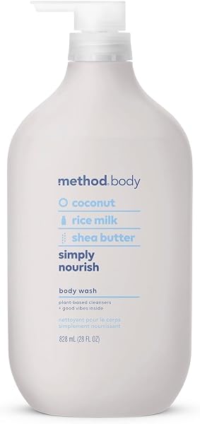 method Body Wash, Simply Nourish - Leaves Skin Feeling Soft & Moisturized, Made Without Parabens, Notes of Coconut, Rice Milk