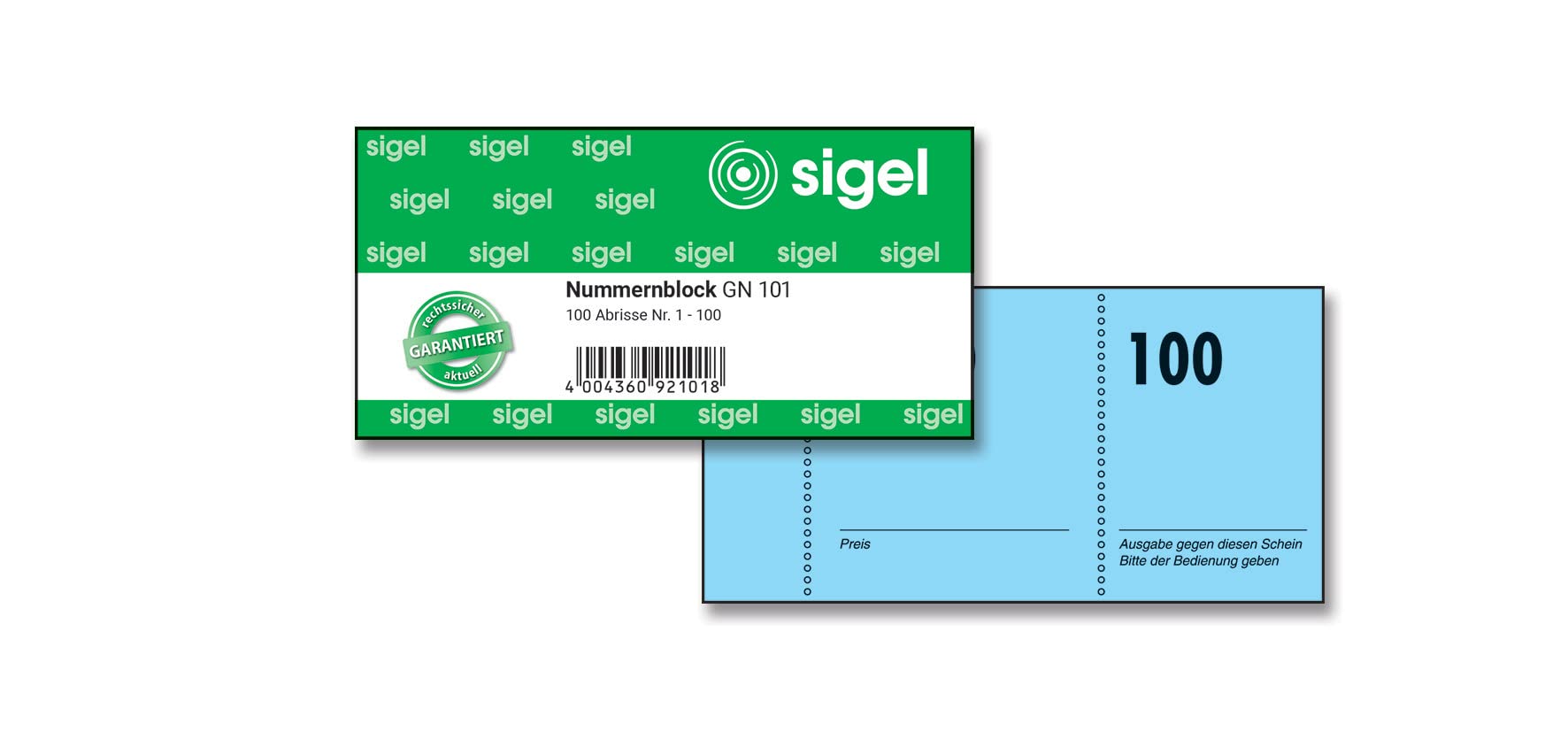 Sigel GN101 Number Pad 100 Bons (Consecutively Numbered Block from 1 to 100, 10.5 x 5 cm) 1 Block Made from Sustainable Paper