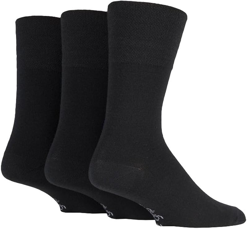 Gentle Grip 3 pack mens thin winter black and grey patterned non