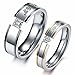 LAVUMO Him Her Couple Rings Stainless Steel Anniversary Engagement Promise Wedding Band My Love CZ