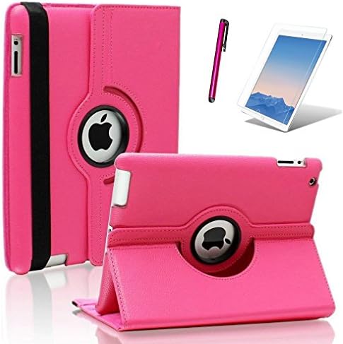 iPad Pro 9.7 Case with Screen Protector And Stylus Touch Pen – XERUS 360 Degree Rotation, Standing, Folding, And Flip Design TPU Leather Case for iPad Pro 9.7 Inch (Pink)