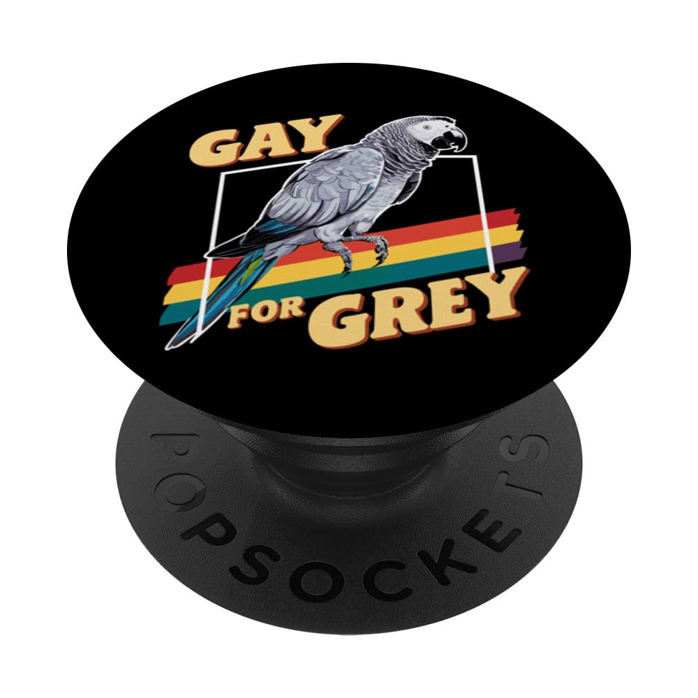 Gay For Grey, LGBTQ African Grey Parrot Pride Month PopSockets Swappable PopGrip