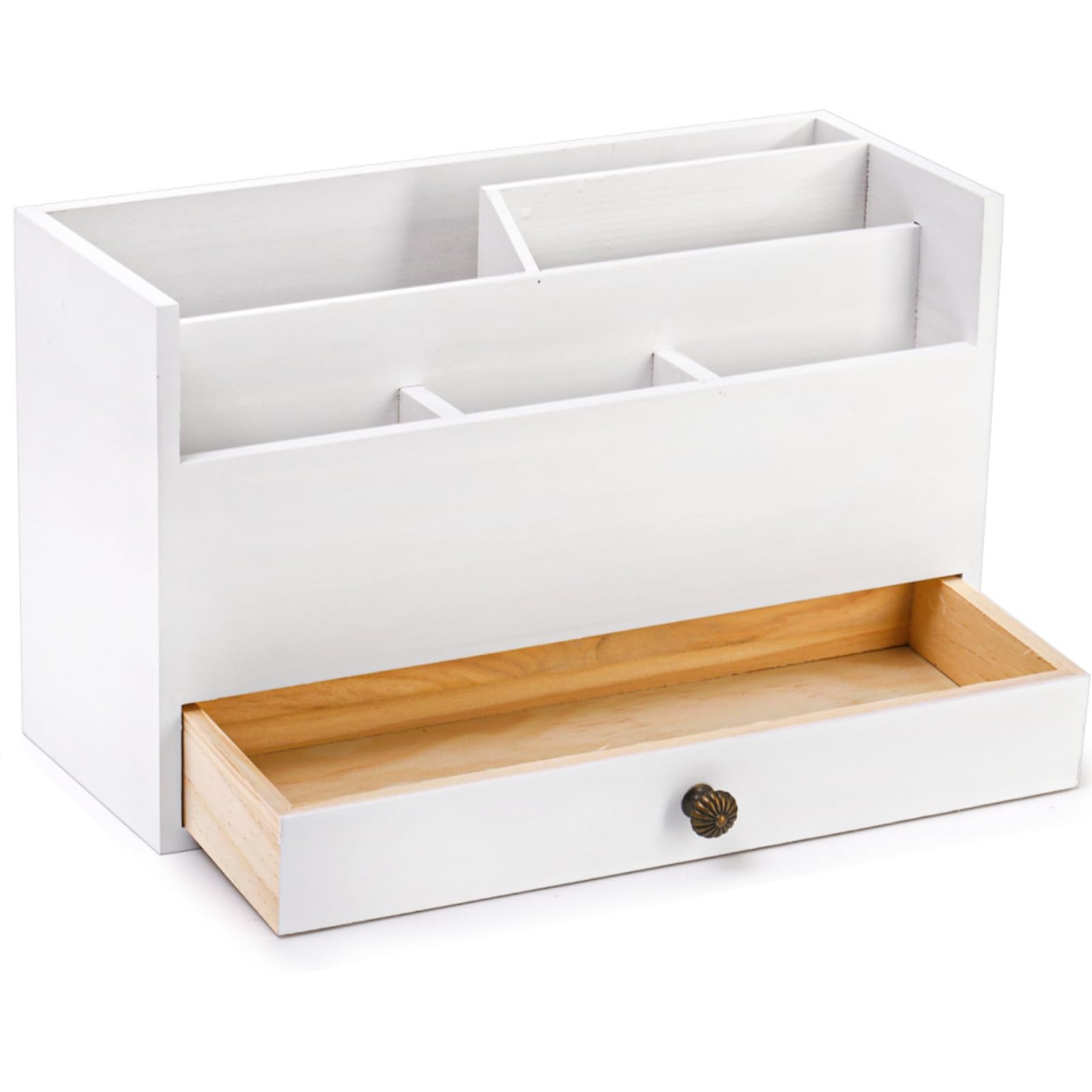Photo 1 of Eorbow Wood Mail Organizer, 5-Compartment Wooden Desk Organizer with Drawer, Countertop Mail Sorter Bill Letter Holder, Office Tabletop Storage Organization Box for Pen Pencil Paper File Notebook