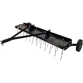 Brinly 48" Tow Behind Grass Dethatcher, Removes Thatch on Large Lawns in Less Time - Flat Black