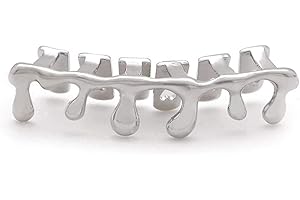 canjoyn 18K Gold Teardrop Bottom Grillz 6 Teeth Lower Teeth Drip Cap Grillz