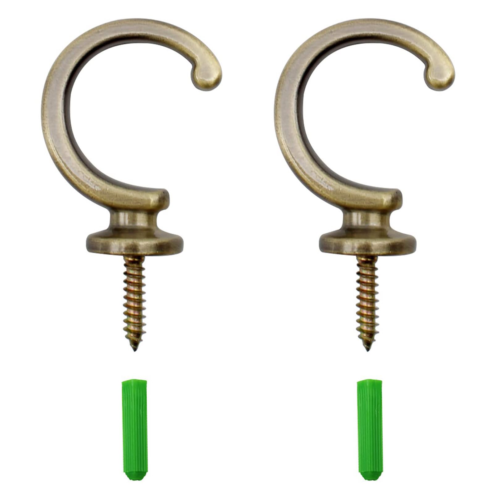 Tie Back Hooks for Curtains, Brass Curtain Tieback Hooks, Curtain Hooks for Tie Backs, with Expansion Tube, for Window Shower Curtain, Cabinets…