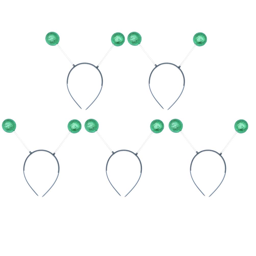 PRETYZOOM 5pcs Head Bobbers Headbands Funny Ball Hair Hoops Martian Head Boppers Funny Party Headwear for Party Costume Supplies (Green)