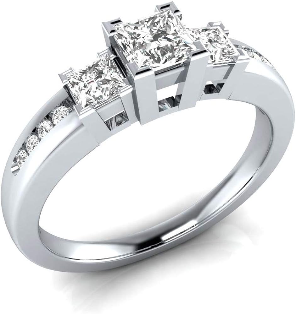 Band Wedding Engagement Bridal Eternity Cz Zirconia Cubic Tone Two Pink Square Cut Princess Ring Silver Sterling 925 Women Izion Ring Anniversary For Anniversary Rings Wedding Engagement The Best After Sale Service