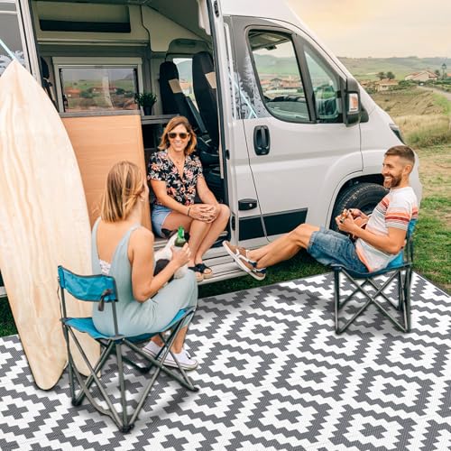 Mokani Waterproof Outdoor Rug 270 x 360 cm, Polypropylene Carpet for Garden, Terrace, Balcony, Pool, Picnic, UV Protection, Easy to Clean, Foldable and Storage
