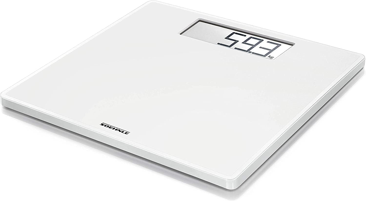Soehnle Style Sense Safe 100 Digital Scales, Extra-Large LCD Display 3.5 cm, Bathroom Scales with Non-Slip Feet, Flat Personal Weighing Scales, White