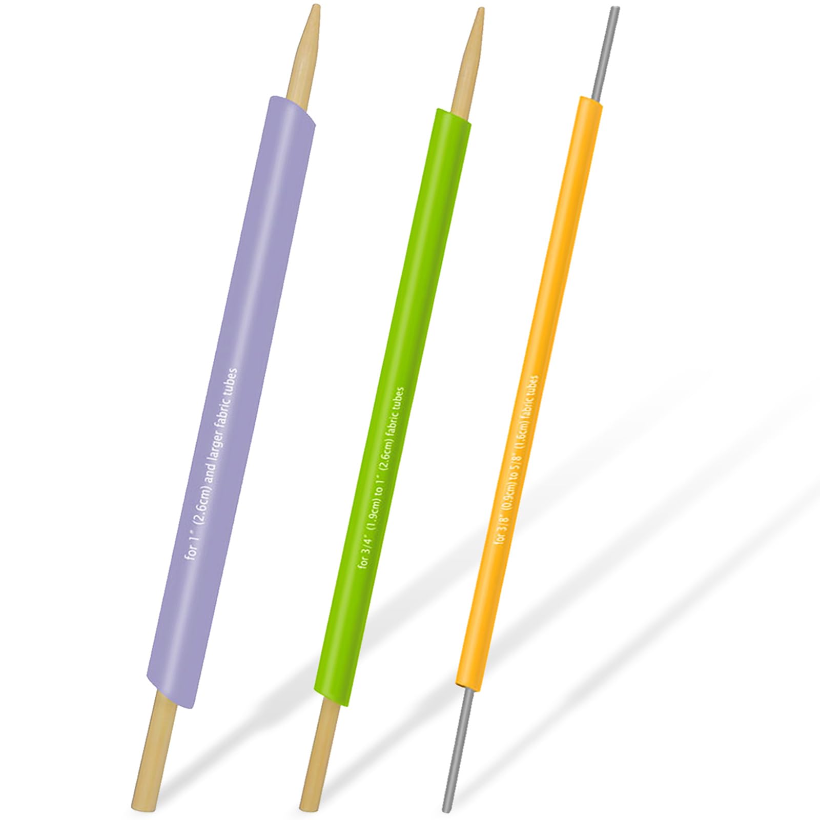 FQTANJU Quick Turn Fabric Set, 3pcs Assorted Sizes Tube Turners for Sewing Threading Fabric Tube Turners Multifunctional Fast Turning Tool