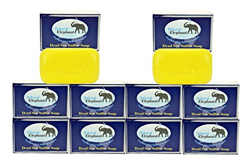 Dead Sea Sulfur Soap 4.4 oz 10 Pack (10 Soap Bars) by Natural Elephant