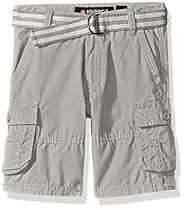 Southpole  Boys' Belted Mini Canvas Cargo Shorts in Various Colors, Light Grey, 5