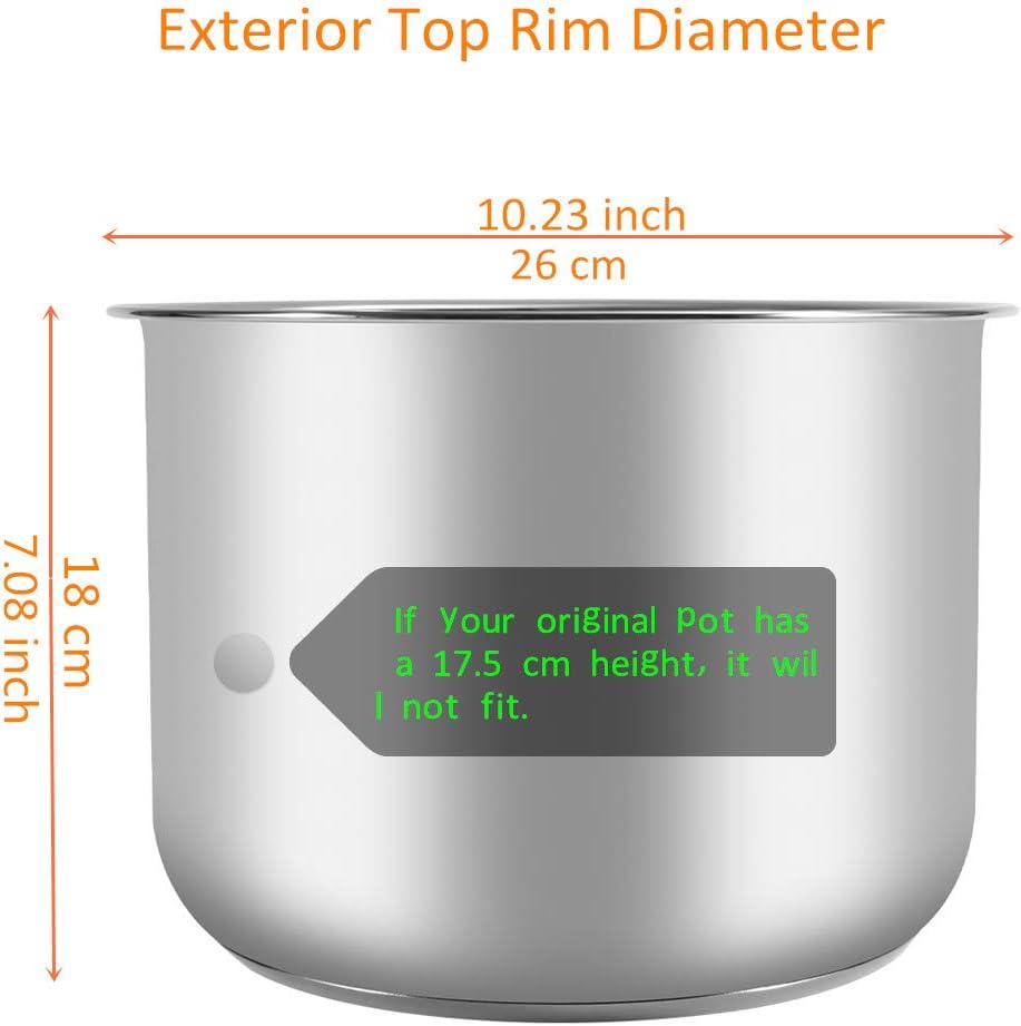 Original 8Qt Power Cooker XL Replacement Inner Pot Stainless Steel Compatible with 8 Quart Power Pressure Cooker Model PPC772 (or #PPC772), PPC780 (or #PPC780), and WAL3 Stainless Steel Inner Pot Parts: Kitchen & Dining