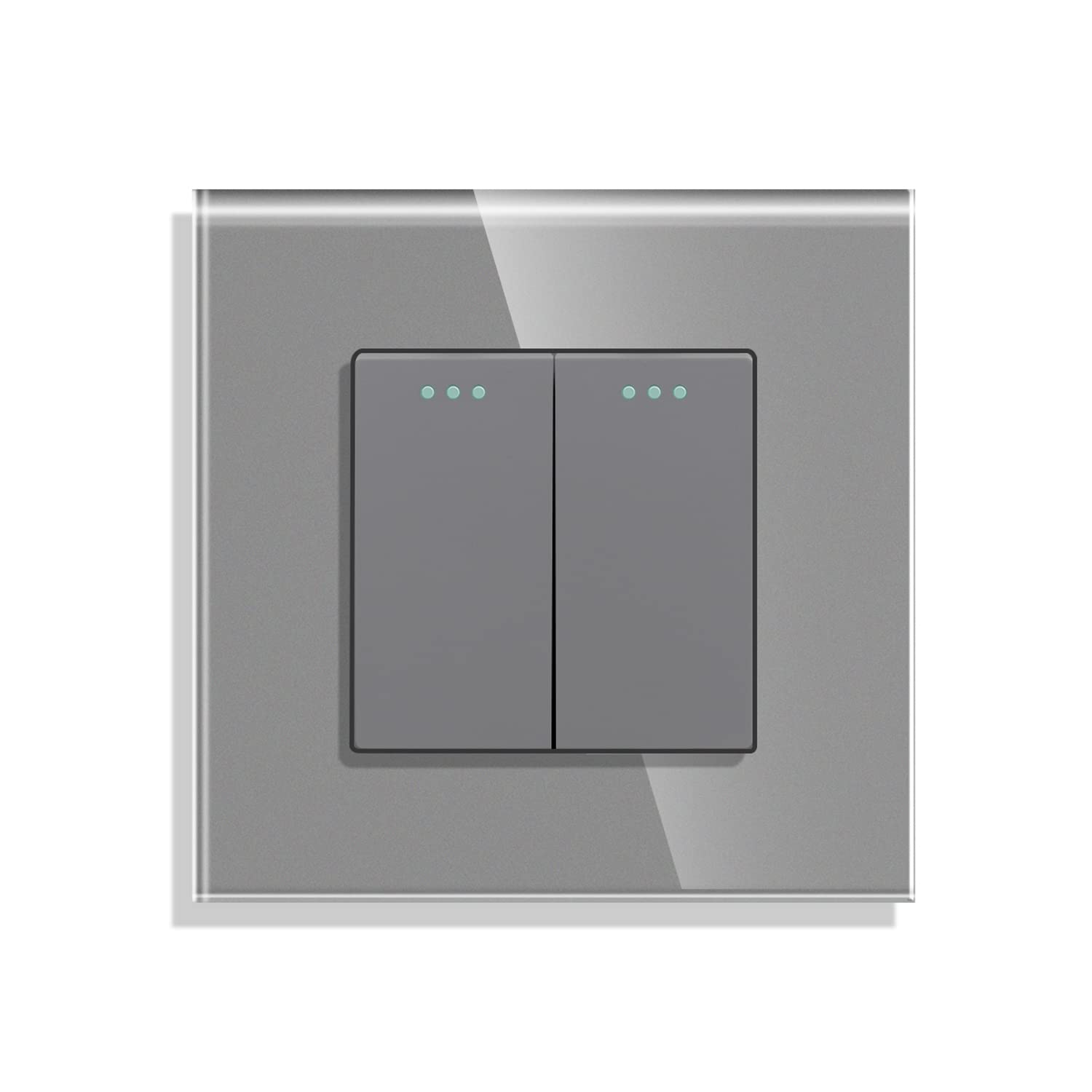 CNBINGO 1-Way Rocker Button Light Switch, Glass Panel Wall Switch