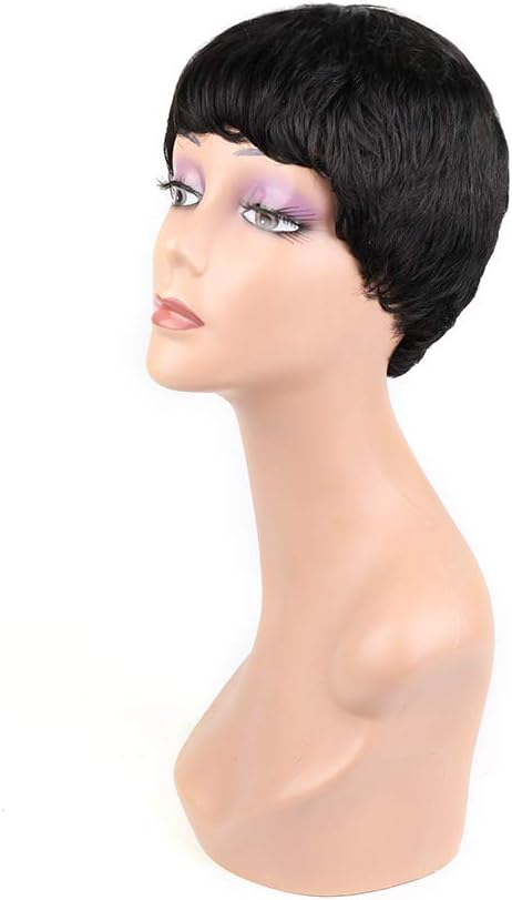 BLISSHAIR Human Hair Short Wigs Brazilian Hair Short Pixie Cut Wigs for Women Boy Cut Wigs 1b# Color, Black - Image 5